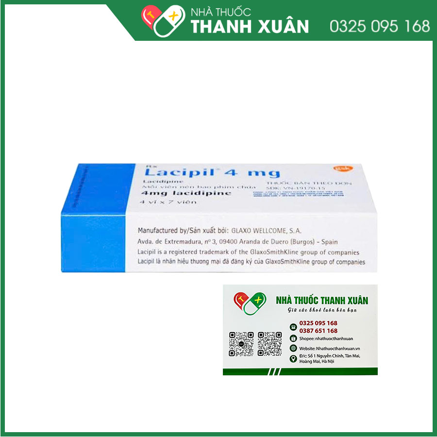 Lacipil 4mg điều trị tăng huyết áp